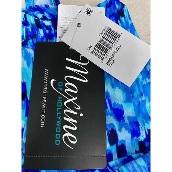Maxine One Piece Swimdress Size 20W Blue Geometric Print Bathing Suit UPF50 NWT - Picture 7 of 8